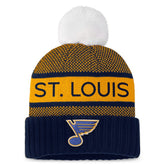 St. Louis Blues Fanatics Women's Authentic Pro Rink Cuffed Knit Hat with Pom - NHL Hats