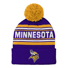 Minnesota Vikings Preschool Jacquard Cuffed Knit Hat with Pom | NFL Online