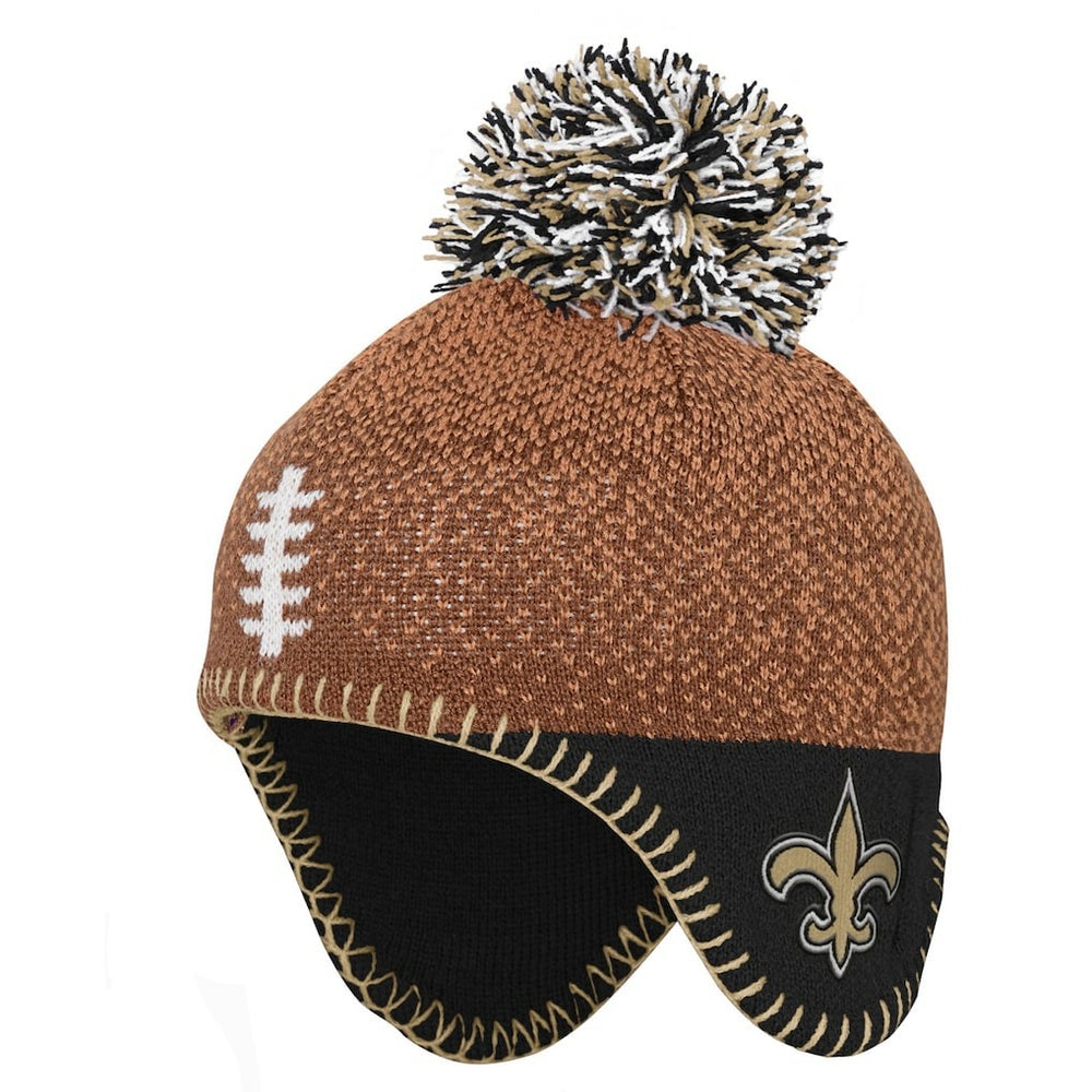 New Orleans Saints Preschool Football Head Knit Hat with Pom | NFL US