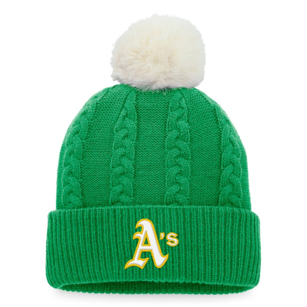 Athletics Fanatics Women's Cable Cuffed Knit Hat with Pom - MLB Hats