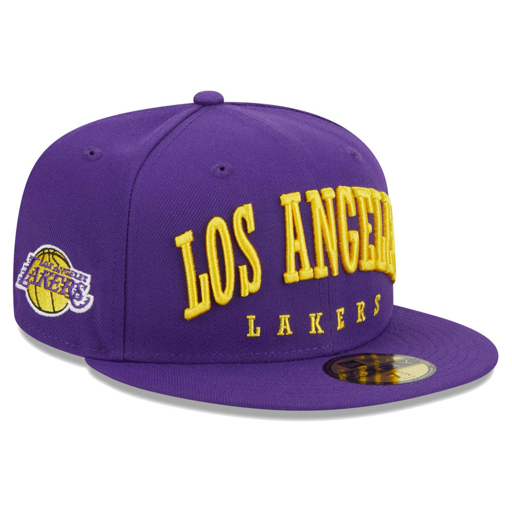 Purple Los Angeles Lakers Big Arch Text 59FIFTY Fitted Hat | NBA