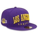 Purple Los Angeles Lakers Big Arch Text 59FIFTY Fitted Hat | NBA