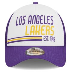 White Los Angeles Lakers Lift Pass Foam Front Trucker 9FORTY Adjustable Hat | NBA