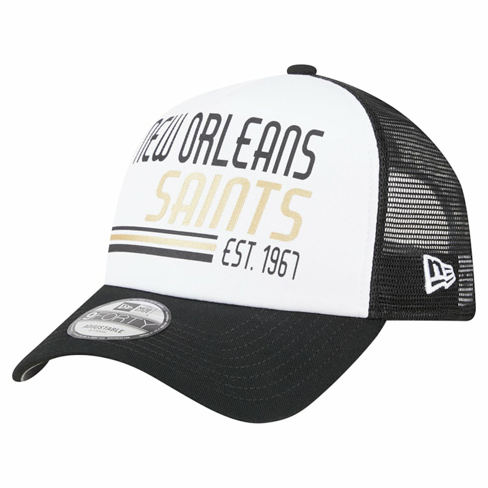 New Orleans Saints Stacked A-Frame Trucker 9FORTY Adjustable Hat | NFL Online
