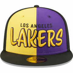 Black/Gold Los Angeles Lakers Pop Front 59FIFTY Fitted Hat | NBA