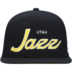Black Utah Jazz Hardwood Classics Script 2.0 Snapback Hat | NBA