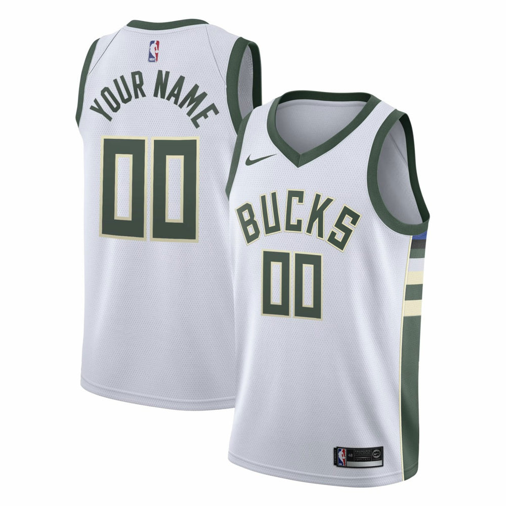 Association Edition Milwaukee Bucks Swingman Custom Jersey White | NBA