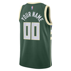 Icon Edition Milwaukee Bucks Unisex Swingman Custom Jersey Hunter Green | NBA