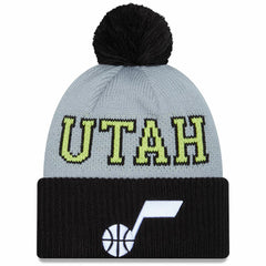 Black/Gray Utah Jazz Tip-Off Two-Tone Cuffed Knit Hat with Pom | NBA