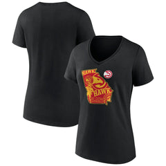 Black Atlanta Hawks Women's Announcer V-Neck T-Shirt | NBA