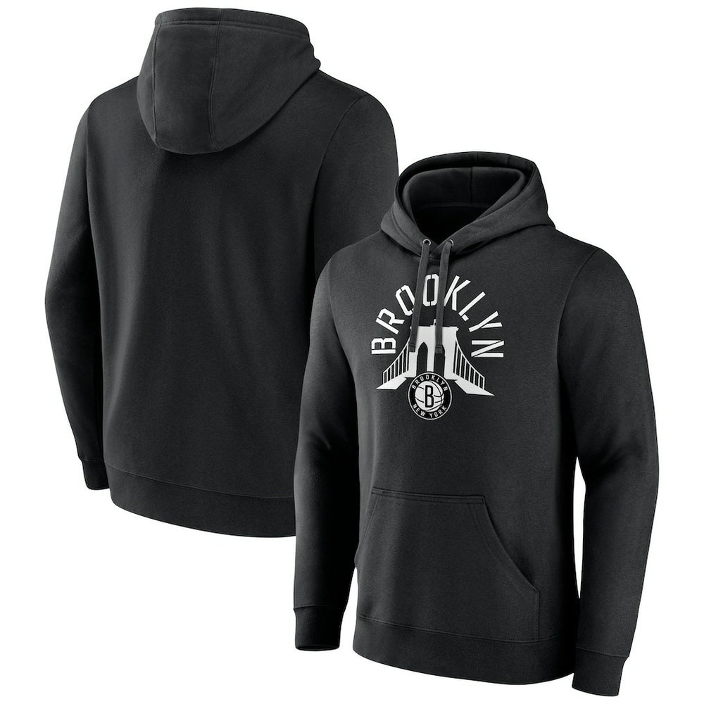 Black Brooklyn Nets Announcer Pullover Hoodie | NBA