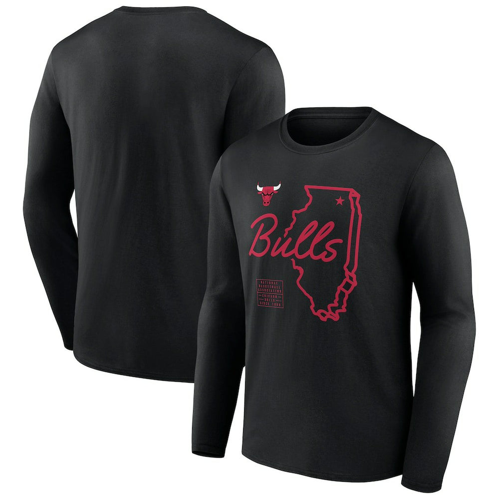 Black Chicago Bulls Announcer Long Sleeve T-Shirt sale | NBA