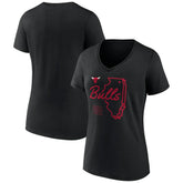 Black Chicago Bulls Women's Announcer V-Neck T-Shirt sale | NBA