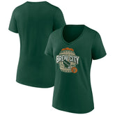 Hunter Green Milwaukee Bucks Women's Announcer V-Neck T-Shirt | NBA