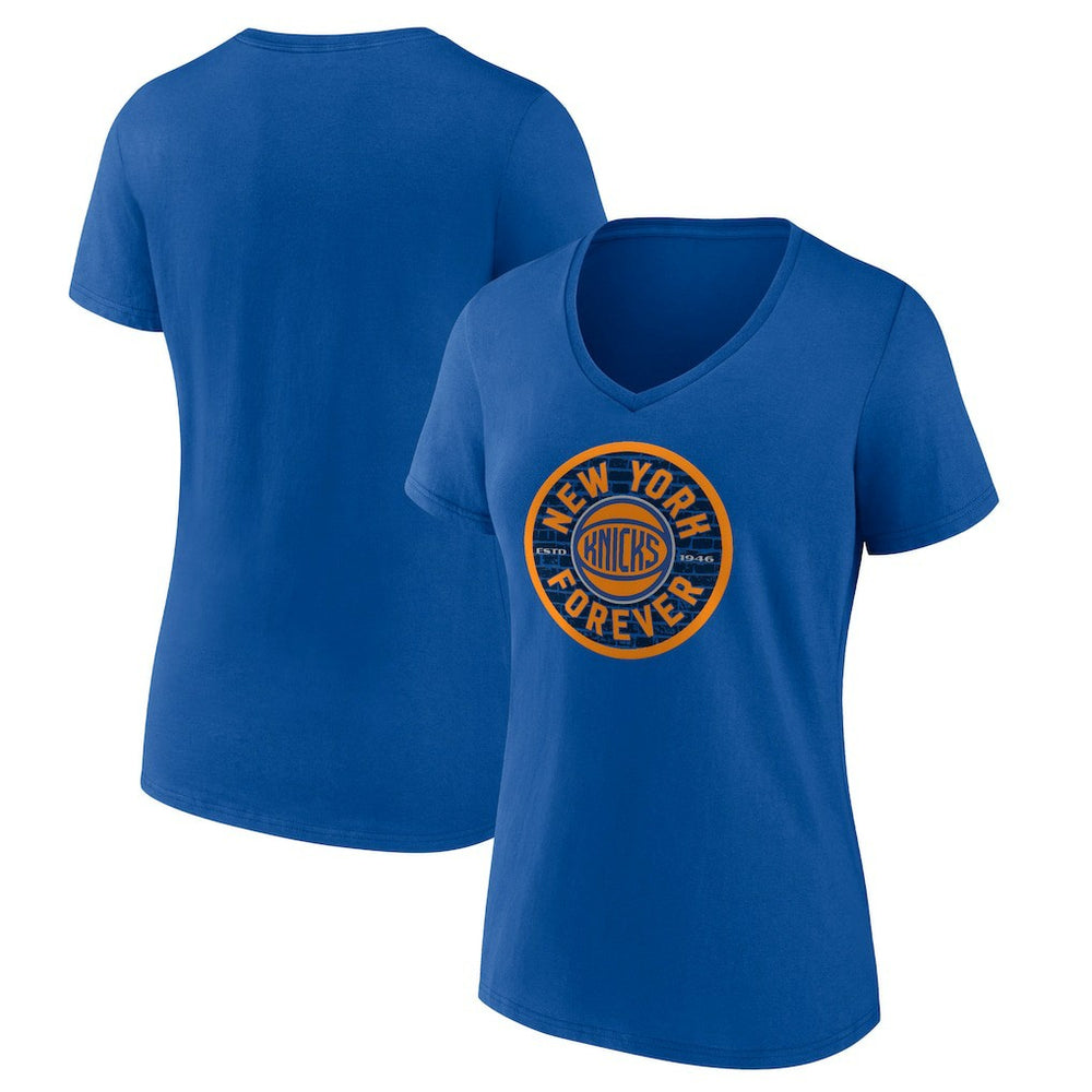 Blue New York Knicks Women's Huddle V-Neck T-Shirt | NBA