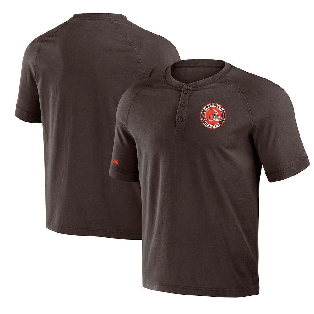 Cleveland Browns NFL x Darius Rucker Collection Washed Raglan Henley T-Shirt | NFL Discount