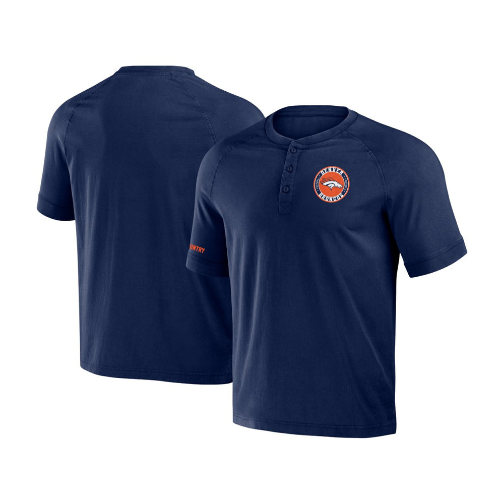 Denver Broncos NFL x Darius Rucker Collection Washed Raglan Henley T-Shirt | NFL Discount