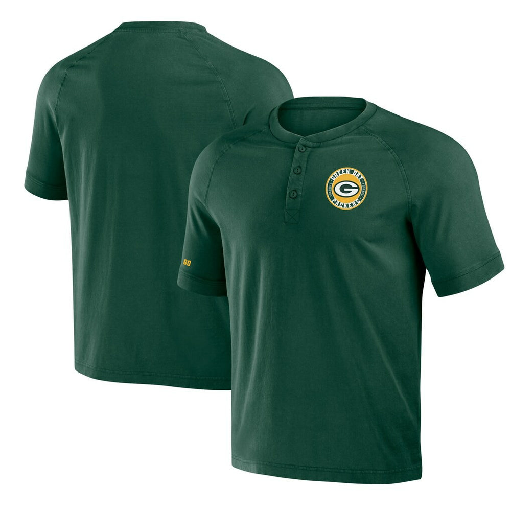Green Bay Packers NFL x Darius Rucker Collection Washed Raglan Henley T-Shirt | NFL Online
