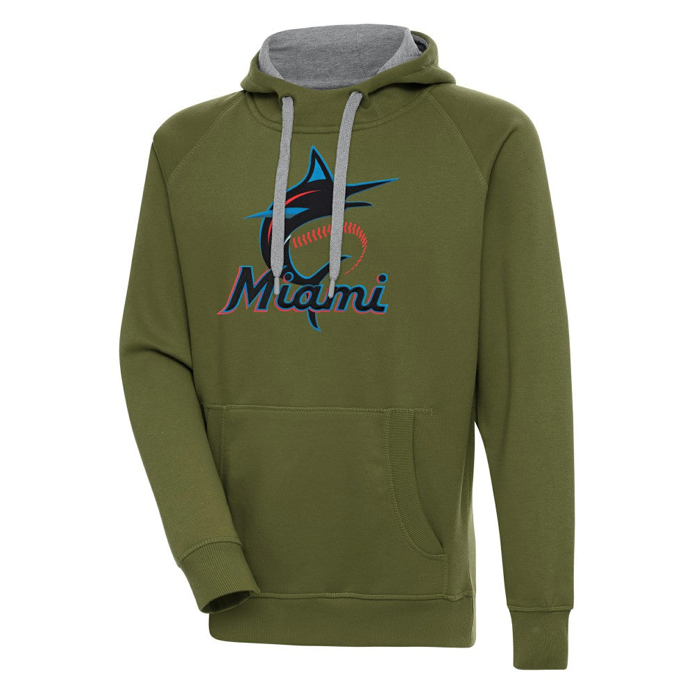 Miami Marlins Antigua Victory Pullover Hoodie - MLB Hoodies