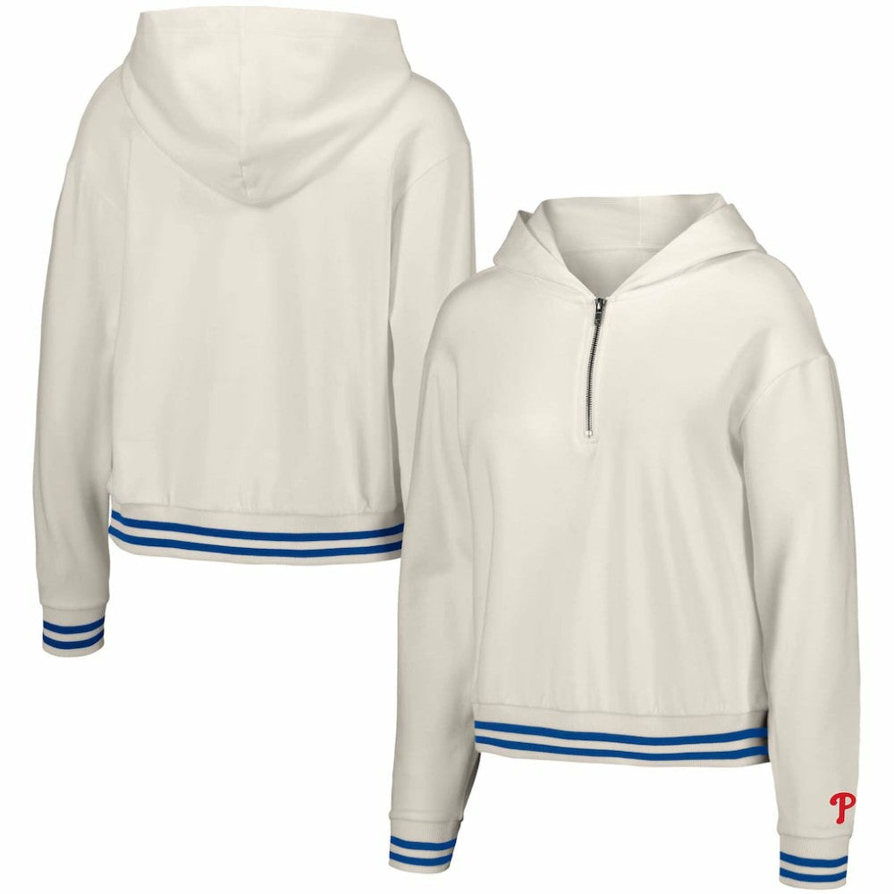 Philadelphia Phillies Lusso Women's Magnolia Tri-Blend Quarter-Zip Hoodie - MLB Hoodies