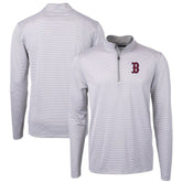 Boston Red Sox Cutter & Buck Virtue Eco Pique Micro Stripe Recycled Quarter-Zip Pullover Top - MLB Pullover