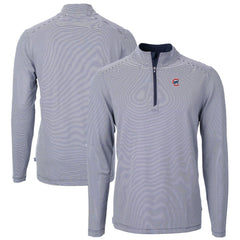 Chicago Cubs Cutter & Buck Virtue Eco Pique Micro Stripe Recycled Quarter-Zip Pullover Top - MLB Pullover