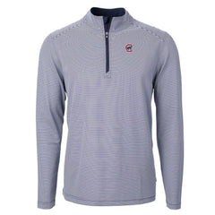 Chicago Cubs Cutter & Buck Virtue Eco Pique Micro Stripe Recycled Quarter-Zip Pullover Top - MLB Pullover