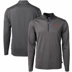 Cincinnati Reds Cutter & Buck Virtue Eco Pique Micro Stripe Recycled Quarter-Zip Pullover Top - MLB Pullover