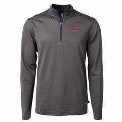 Cincinnati Reds Cutter & Buck Virtue Eco Pique Micro Stripe Recycled Quarter-Zip Pullover Top - MLB Pullover