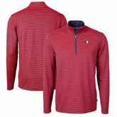 Cleveland Guardians Cutter & Buck Virtue Eco Pique Micro Stripe Recycled Quarter-Zip Pullover Top - MLB Pullover
