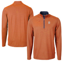 Detroit Tigers Cutter & Buck Virtue Eco Pique Micro Stripe Recycled Quarter-Zip Pullover Top - MLB Pullover