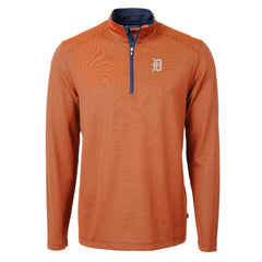 Detroit Tigers Cutter & Buck Virtue Eco Pique Micro Stripe Recycled Quarter-Zip Pullover Top - MLB Pullover
