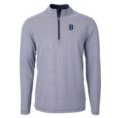 Detroit Tigers Cutter & Buck Virtue Eco Pique Micro Stripe Recycled Quarter-Zip Pullover Top - MLB Pullover