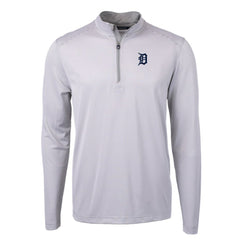 Detroit Tigers Cutter & Buck Virtue Eco Pique Micro Stripe Recycled Quarter-Zip Pullover Top - MLB Pullover