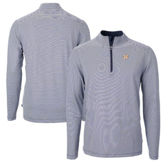 Houston Astros Cutter & Buck Virtue Eco Pique Micro Stripe Recycled Quarter-Zip Pullover Top - MLB Pullover