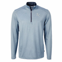 Kansas City Royals Cutter & Buck Virtue Eco Pique Micro Stripe Recycled Quarter-Zip Pullover Top - MLB Pullover