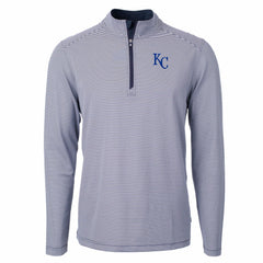 Kansas City Royals Cutter & Buck Virtue Eco Pique Micro Stripe Recycled Quarter-Zip Pullover Top - MLB Pullover