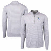 Kansas City Royals Cutter & Buck Virtue Eco Pique Micro Stripe Recycled Quarter-Zip Pullover Top - MLB Pullover
