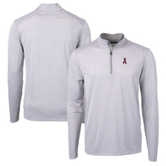 Los Angeles Angels Cutter & Buck Virtue Eco Pique Micro Stripe Recycled Quarter-Zip Pullover Top - MLB Pullover