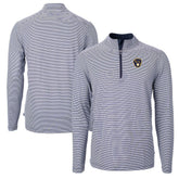 Milwaukee Brewers Cutter & Buck Virtue Eco Pique Micro Stripe Recycled Quarter-Zip Pullover Top - MLB Pullover