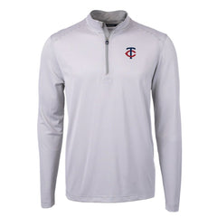 Minnesota Twins Cutter & Buck Virtue Eco Pique Micro Stripe Recycled Quarter-Zip Pullover Top - MLB Pullover