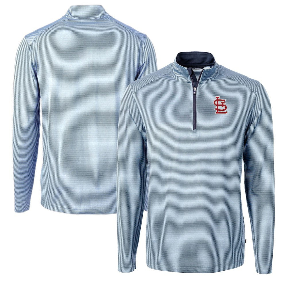 St. Louis Cardinals Cutter & Buck Virtue Eco Pique Micro Stripe Recycled Quarter-Zip Pullover Top - MLB Pullover