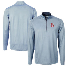 St. Louis Cardinals Cutter & Buck Virtue Eco Pique Micro Stripe Recycled Quarter-Zip Pullover Top - MLB Pullover