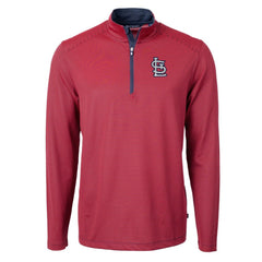 St. Louis Cardinals Cutter & Buck Virtue Eco Pique Micro Stripe Recycled Quarter-Zip Pullover Top - MLB Pullover