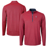 Texas Rangers Cutter & Buck Virtue Eco Pique Micro Stripe Recycled Quarter-Zip Pullover Top - MLB Pullover