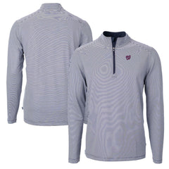 Washington Nationals Cutter & Buck Virtue Eco Pique Micro Stripe Recycled Quarter-Zip Pullover Top - MLB Pullover