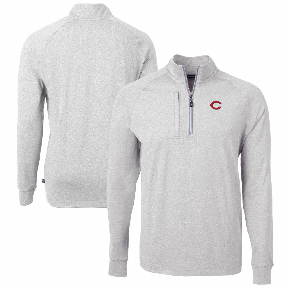 Cincinnati Reds Cutter & Buck Adapt Eco Knit Stretch Recycled Quarter-Zip Pullover Top - MLB Pullover