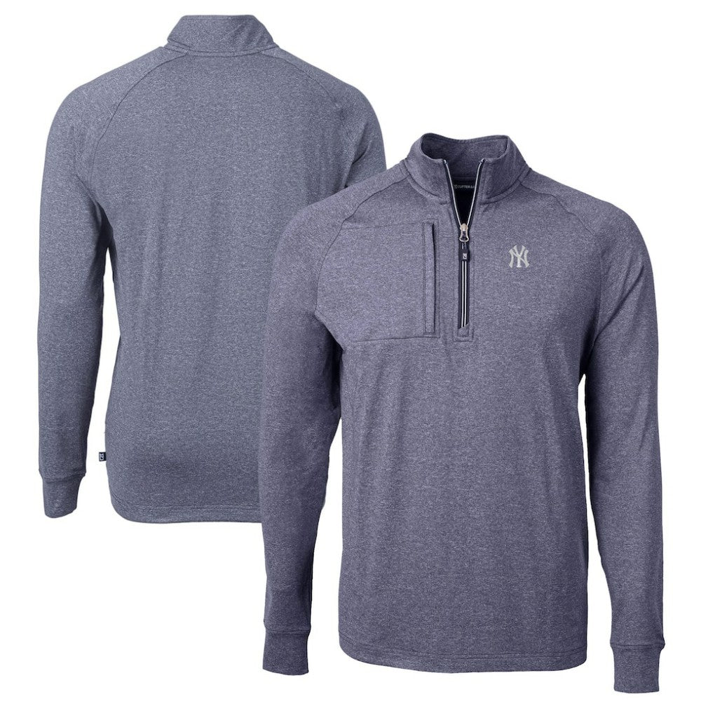New York Yankees Cutter & Buck Adapt Eco Knit Stretch Recycled Quarter-Zip Pullover Top - MLB Pullover