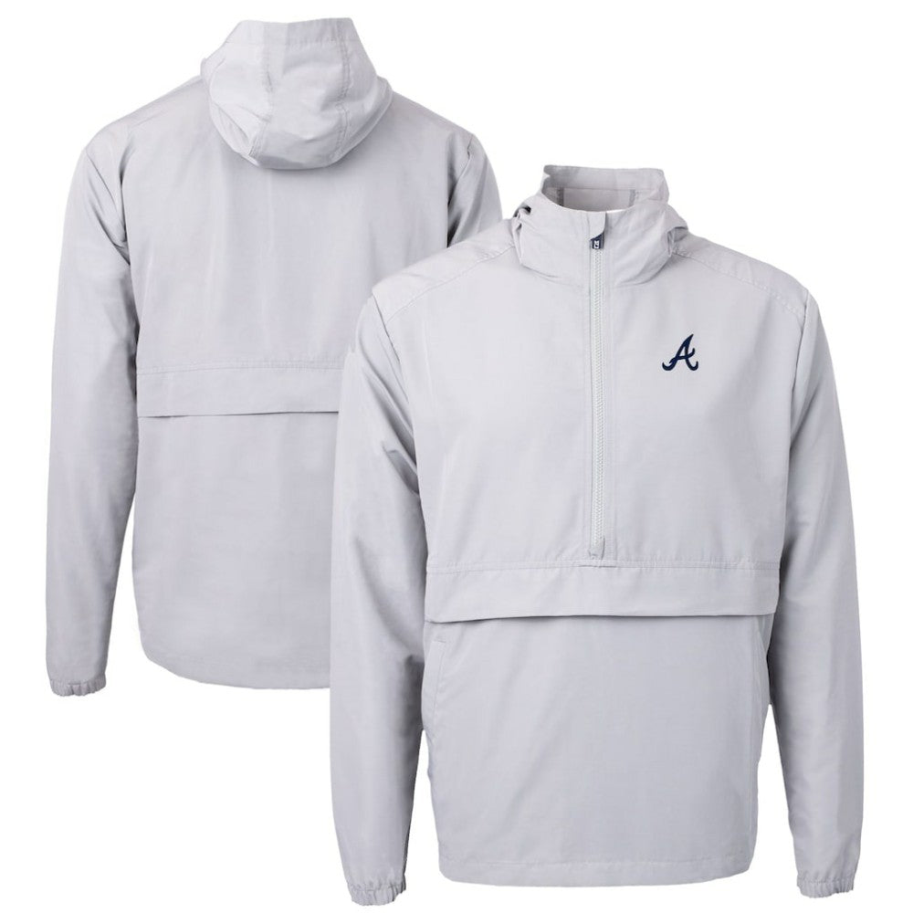 Atlanta Braves Cutter & Buck Charter Eco Recycled Half-Zip Anorak Jacket - MLB Jackets