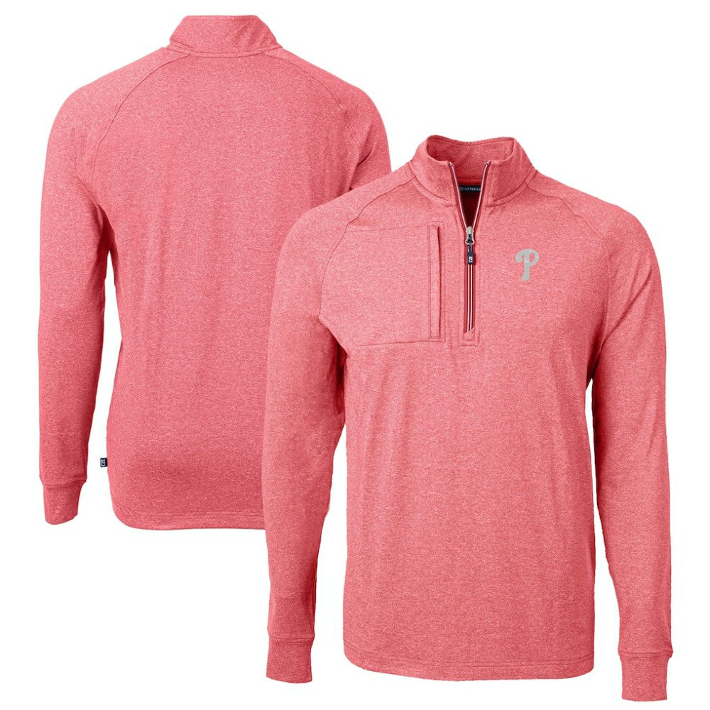 Philadelphia Phillies Cutter & Buck Adapt Eco Knit Stretch Recycled Quarter-Zip Pullover Top - MLB Pullover
